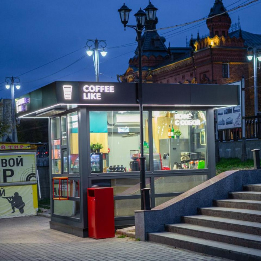 Торговый киоск с окном выдачи кофе с собой Coffee Like