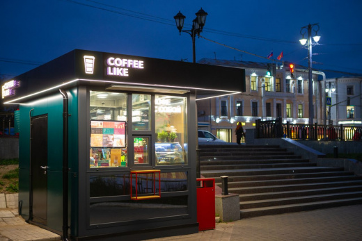 Торговый киоск с окном выдачи кофе с собой Coffee Like